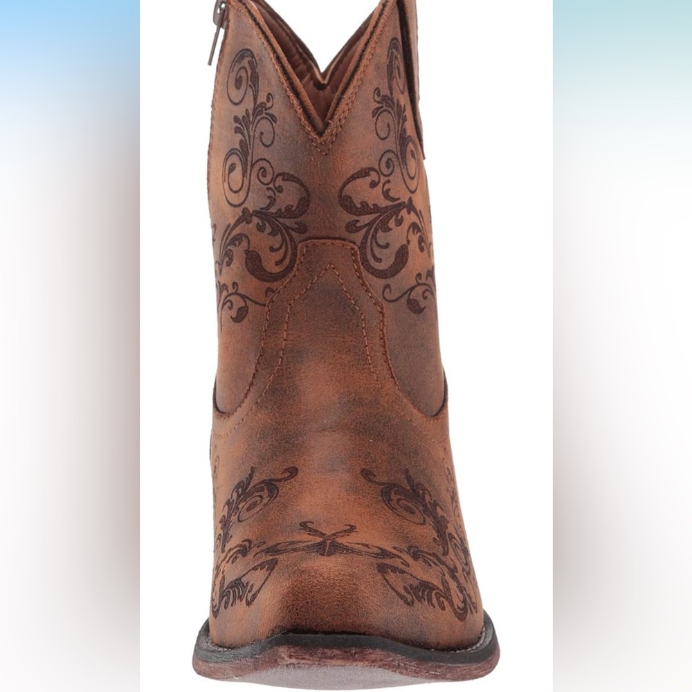 Brown Western Boots with Floral Design/